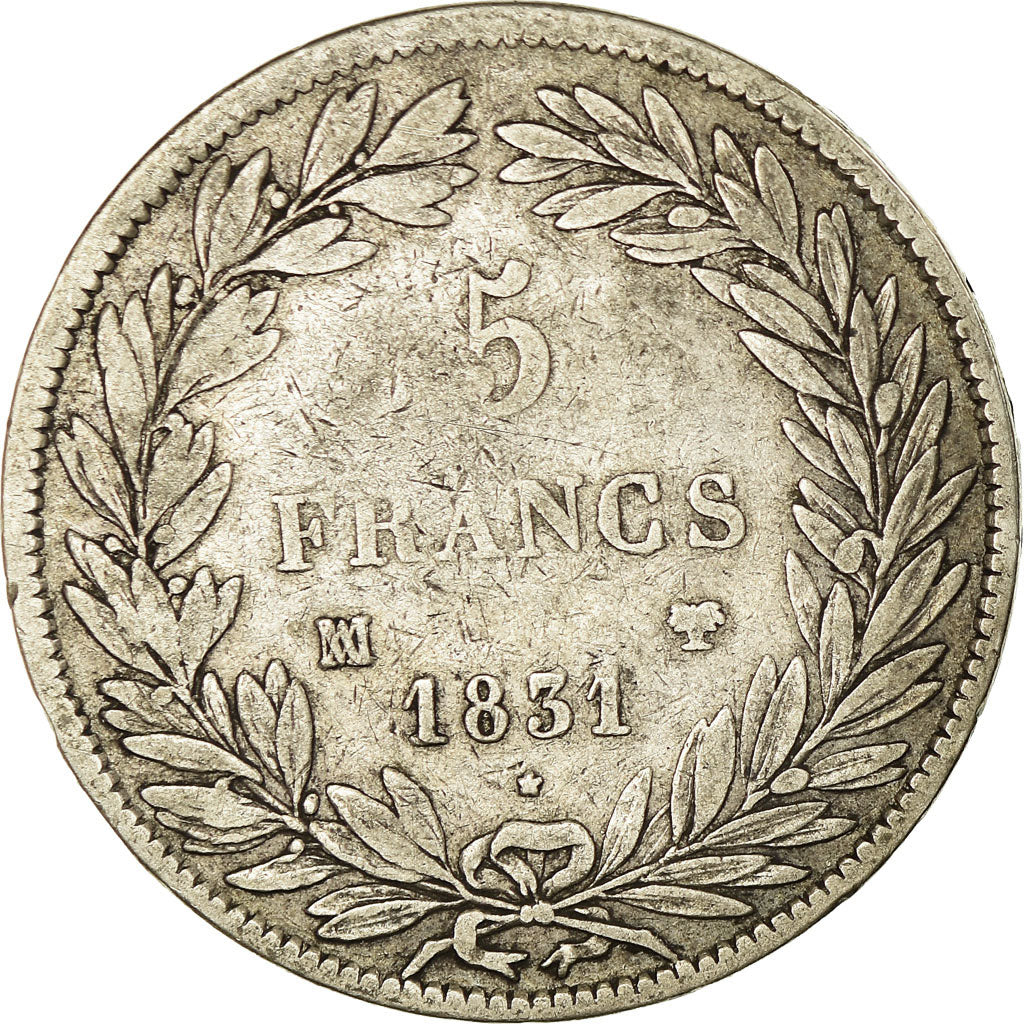 Coin, France, Louis-Philippe, 5 Francs, 1831, Marseille, VF(20-25), Silver