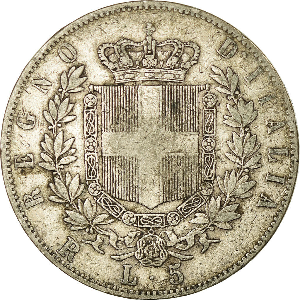 Coin, Italy, Vittorio Emanuele II, 5 Lire, 1877, Rome, VF(20-25), Silver, KM:8.4