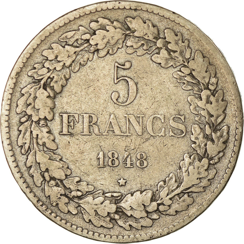 Coin, Belgium, Leopold I, 5 Francs, 5 Frank, 1848, VF(20-25), Silver, KM:3.2