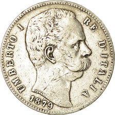 Coin, Italy, Umberto I, 5 Lire, 1879, Rome, VF(30-35), Silver, KM:20