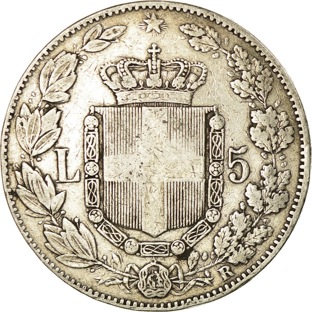Coin, Italy, Umberto I, 5 Lire, 1879, Rome, VF(30-35), Silver, KM:20
