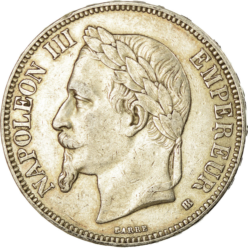 Moneta, Francia, Napoléon III, 5 Francs, 1868, Strasbourg, BB, Argento