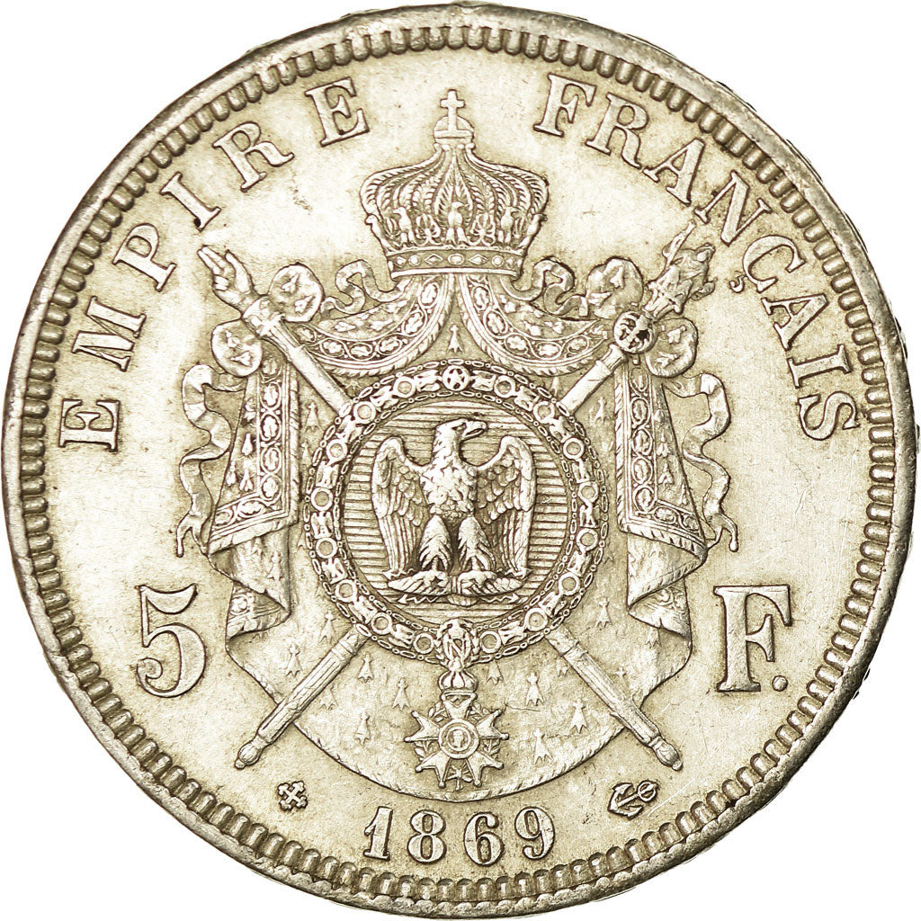 Coin, France, Napoléon III, 5 Francs, 1869, Strasbourg, AU(55-58), Silver