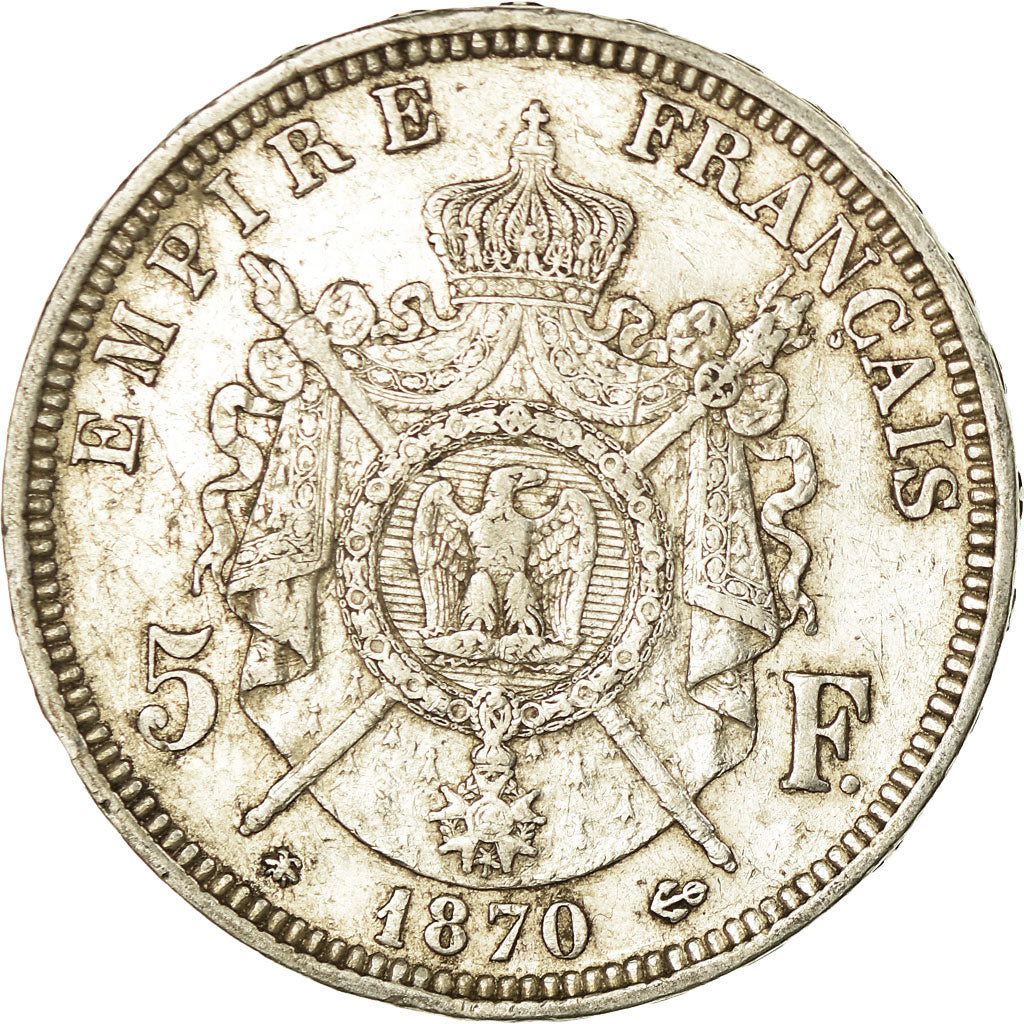 Coin, France, Napoleon III, Napoléon III, 5 Francs, 1870, Paris, EF(40-45)