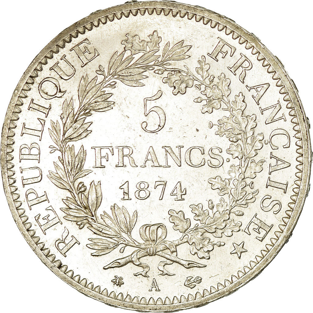 Coin, France, Hercule, 5 Francs, 1874, Paris, MS(60-62), Silver, KM:820.1