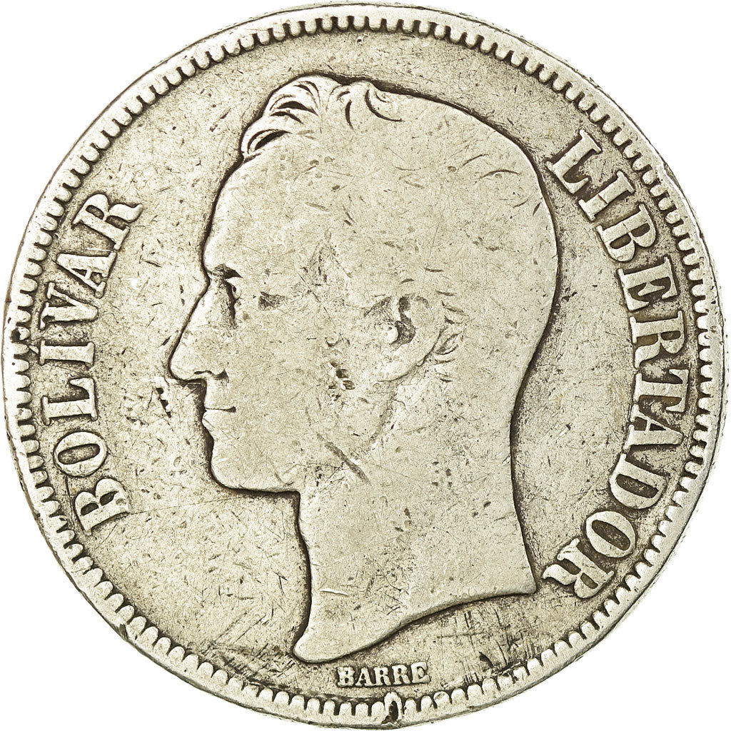 Moneta, Venezuela, Gram 25, 5 Bolivares, 1904, MB, Argento, KM:24.2