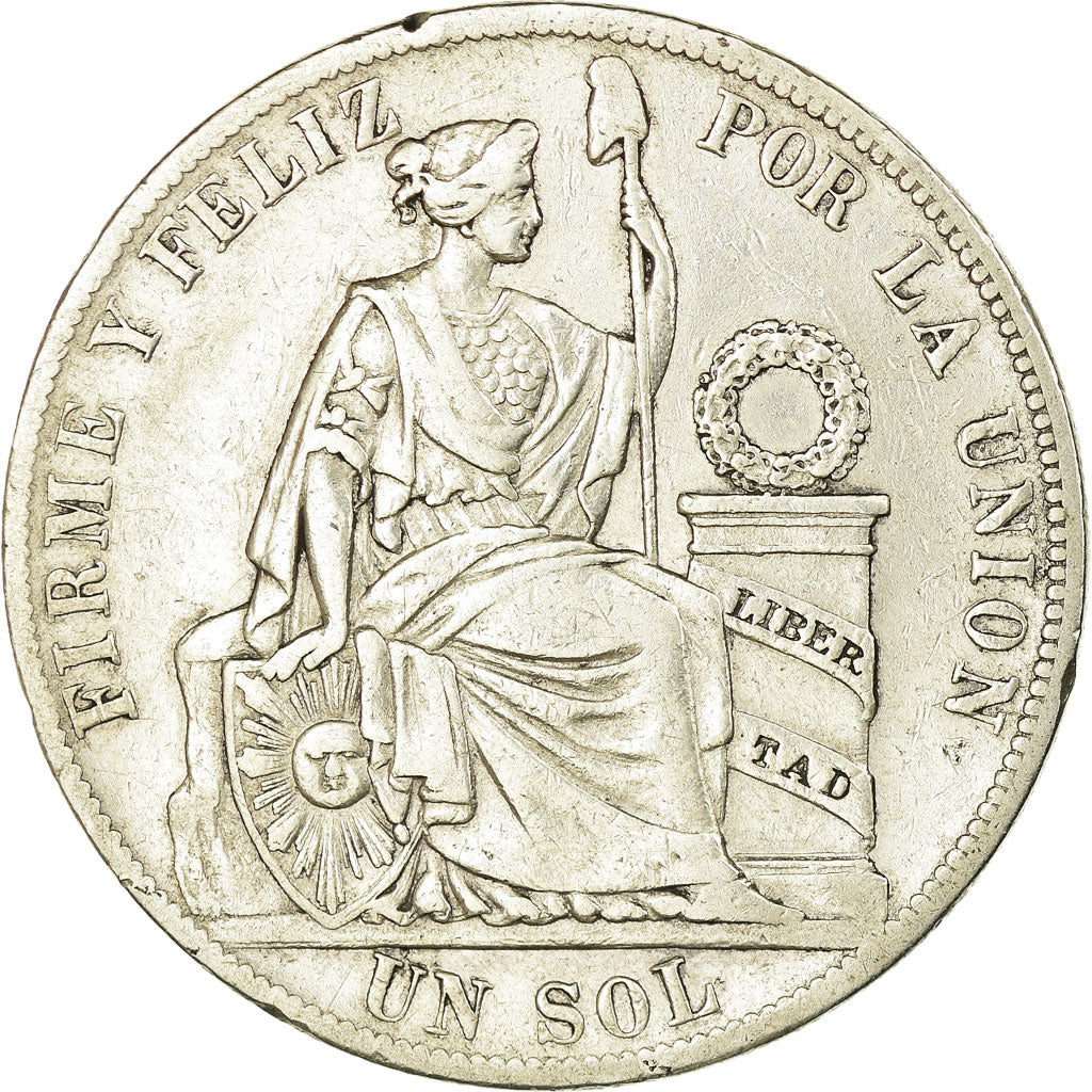 Monnaie, Pérou, SOUTH PERU, Sol, 1887, Santiago, TB+, Argent, KM:196.22
