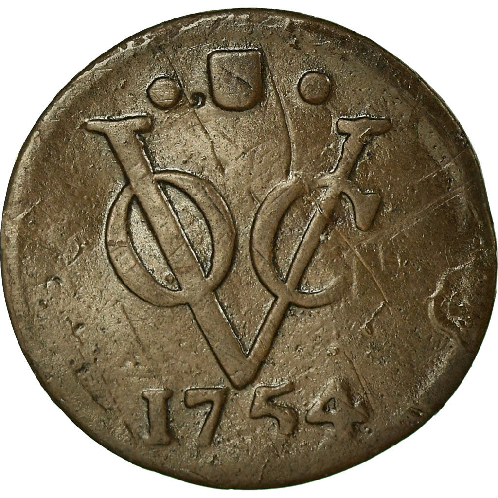 Coin, NETHERLANDS EAST INDIES, 1/2 Duit, 1754, Utrecht, VF(30-35), Copper