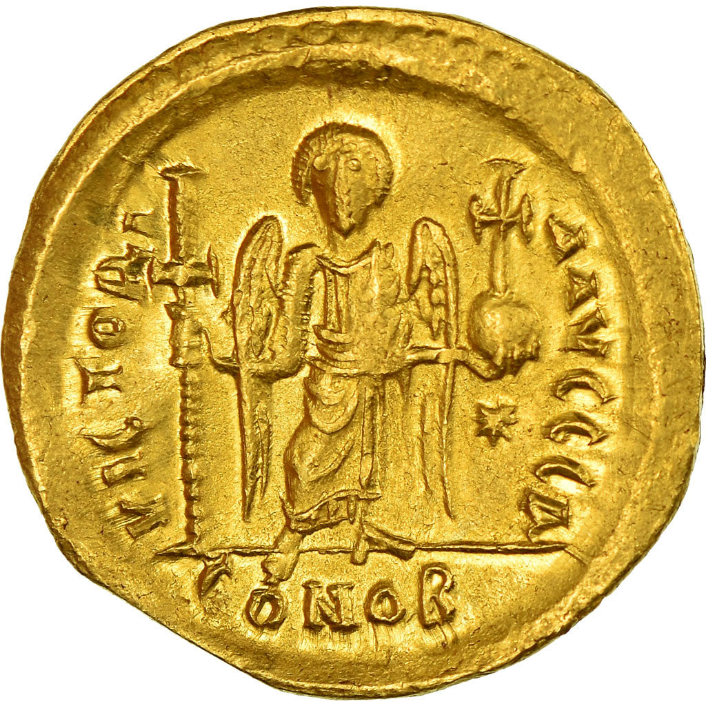 Coin, Justinian I, Solidus, 527-565 AD, Constantinople, AU(55-58), Gold
