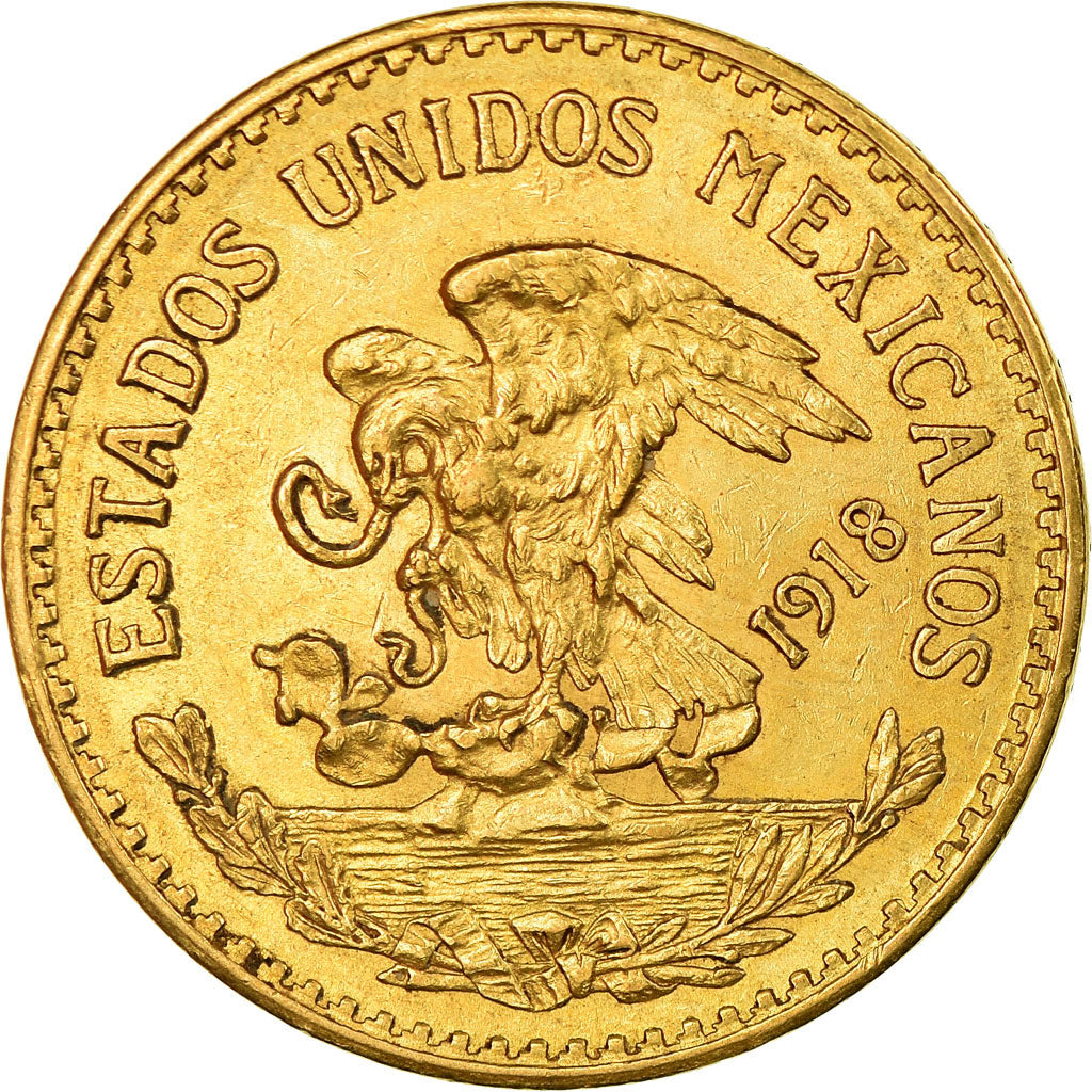 Coin, Mexico, 20 Pesos, 1918, Mexico City, AU(55-58), Gold, KM:478