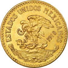 Coin, Mexico, 20 Pesos, 1918, Mexico City, AU(55-58), Gold, KM:478