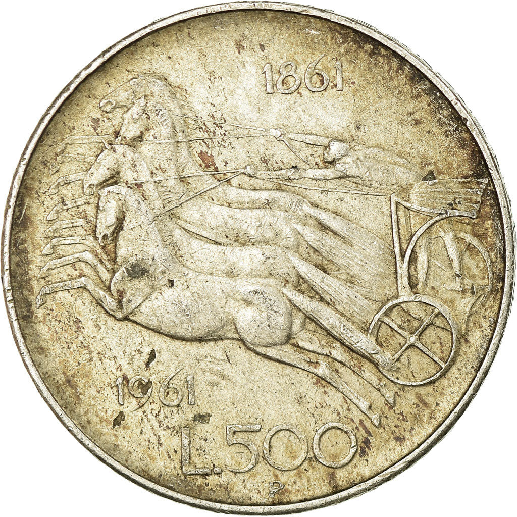 Coin, Italy, 500 Lire, 1961, Rome, AU(50-53), Silver, KM:99