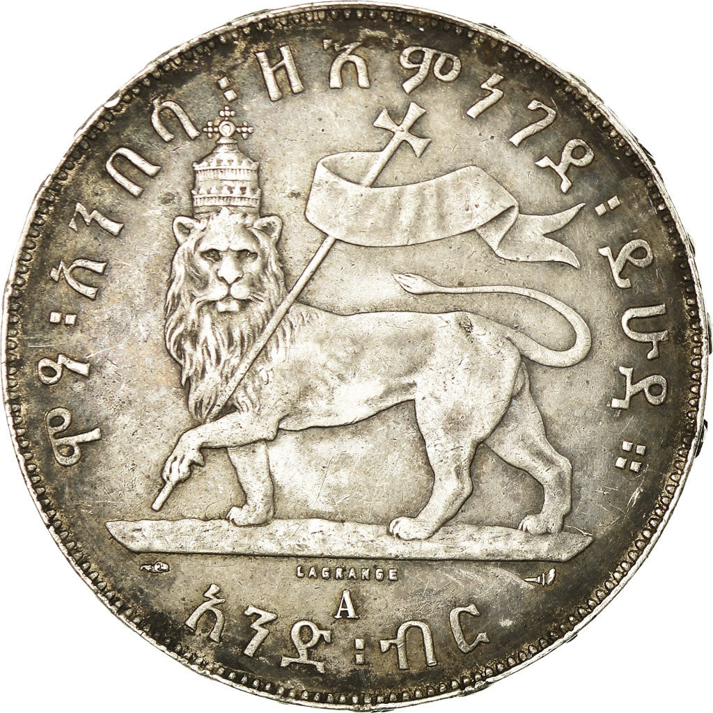 Coin, Ethiopia, Menelik II, Birr, 1892, AU(55-58), Silver, KM:19