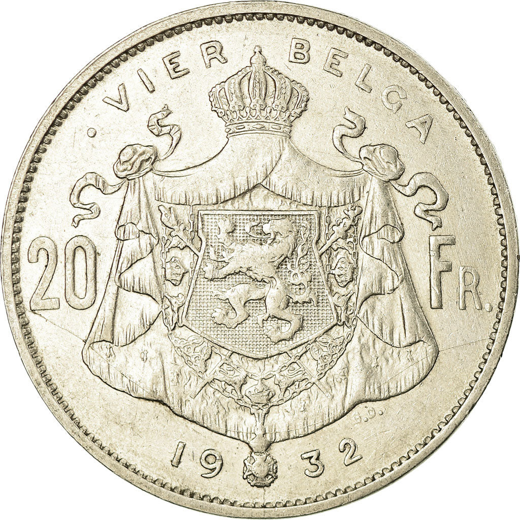 Coin, Belgium, 20 Francs, 20 Frank, 1932, EF(40-45), Nickel, KM:102