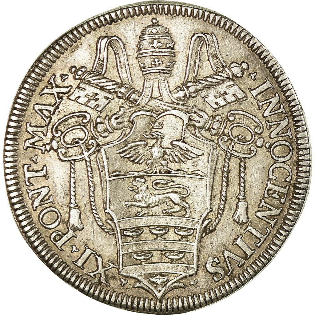 Coin, ITALIAN STATES, PAPAL STATES, Innocent XI, Testone, 30 Baiocchi, 1684