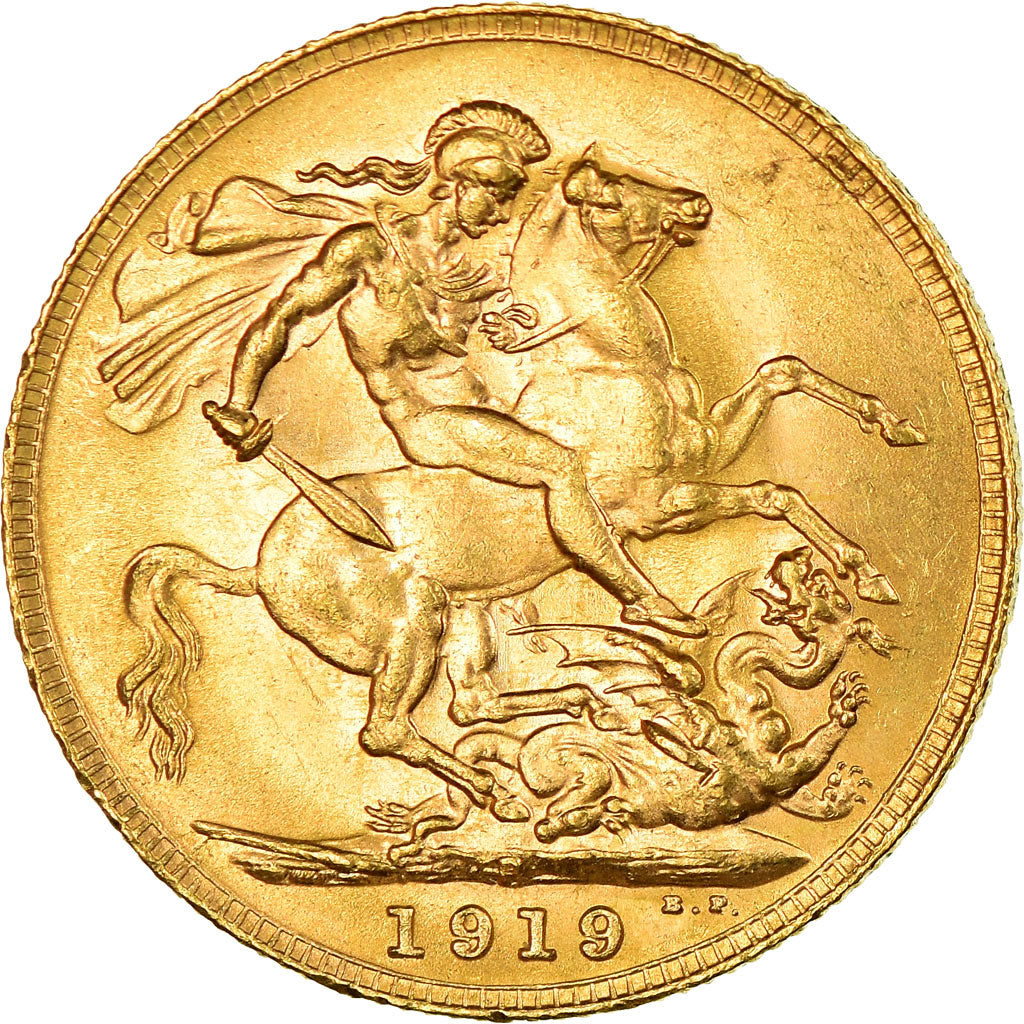 Coin, Australia, George V, Sovereign, 1919, Perth, MS(60-62), Gold, KM:29