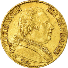 Moneta, Francja, Louis XVIII, 20 Francs, 1814, Paris, AU(50-53), Złoto