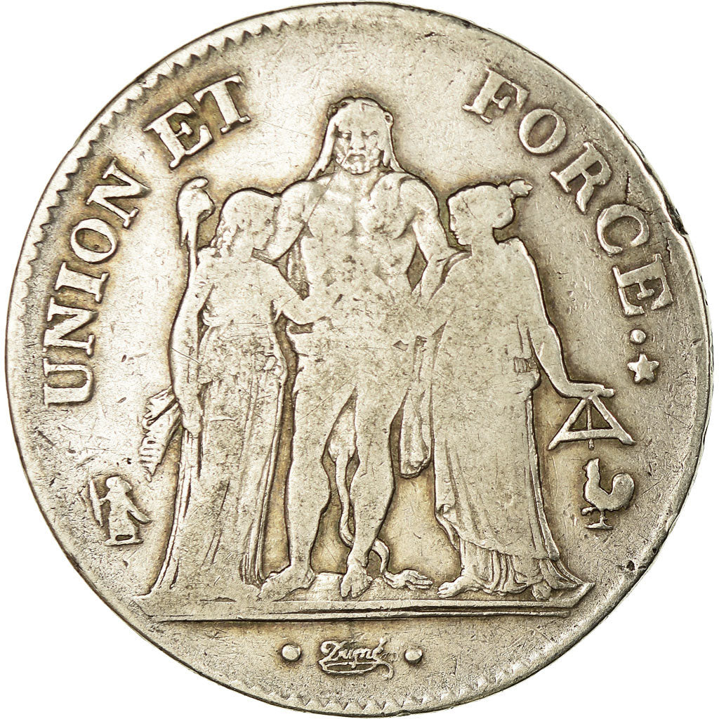 Coin, France, Union et Force, 5 Francs, AN 8, Paris, VF(30-35), Silver