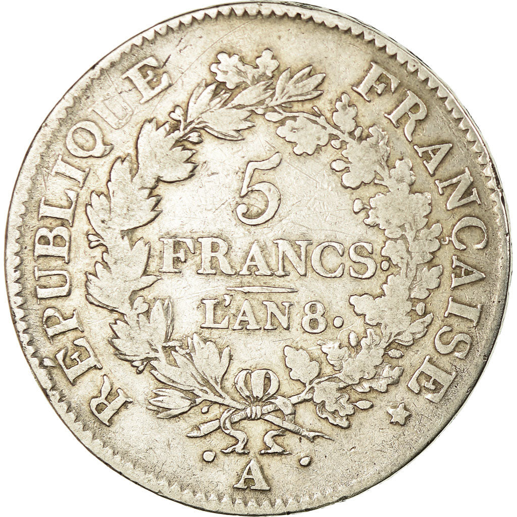 Coin, France, Union et Force, 5 Francs, AN 8, Paris, VF(30-35), Silver