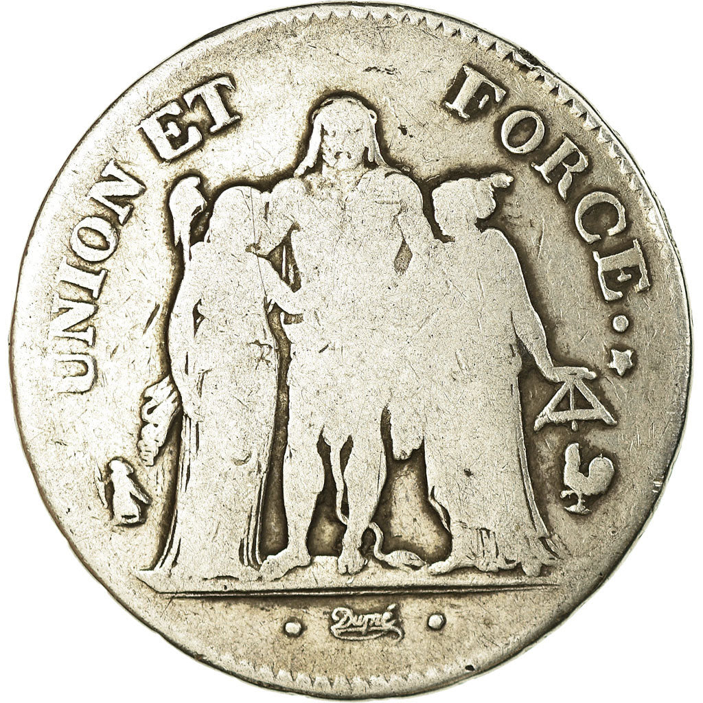 Coin, France, Union et Force, 5 Francs, AN 6, Paris, VF(20-25), Silver, KM:639.1