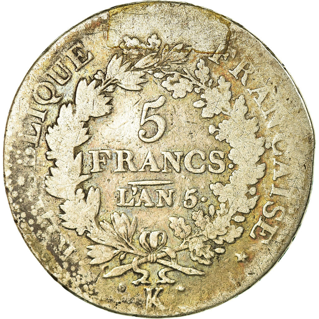Coin, France, Union et Force, 5 Francs, AN 5, Bordeaux, F(12-15), Silver