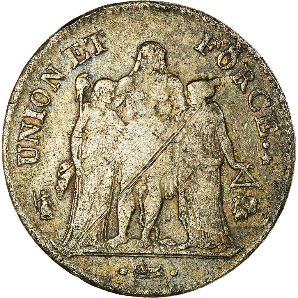 Coin, France, Union et Force, 5 Francs, AN 9, Bayonne, VF(20-25), Silver