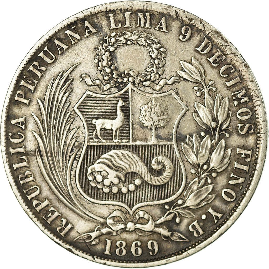 Monnaie, Pérou, SOUTH PERU, Sol, 1869, Lima, TTB, Argent, KM:196.3