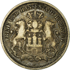 Moneda, Estados alemanes, HAMBURG, 2 Mark, 1876, Hambourg, BC+, Plata, KM:604