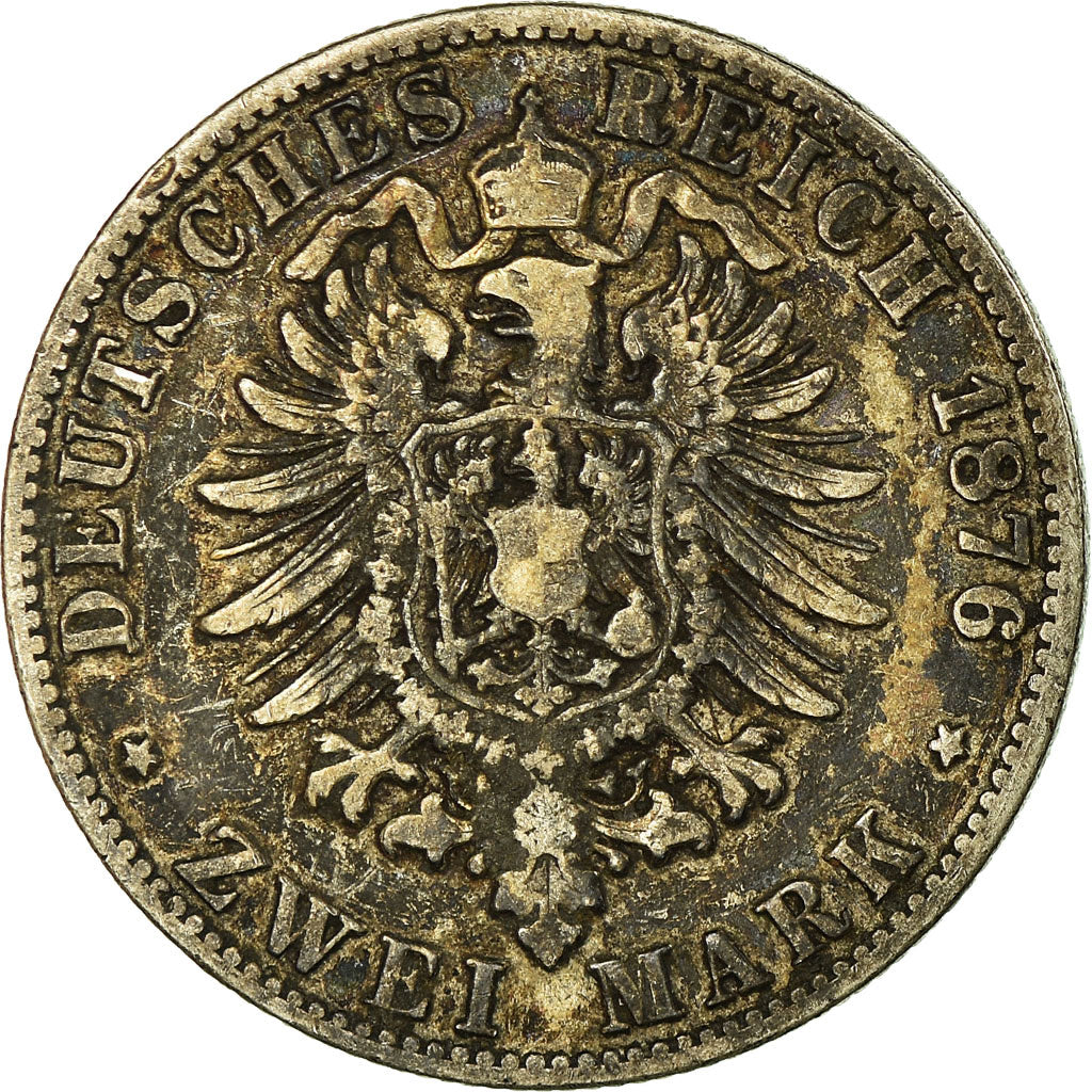 Coin, German States, HAMBURG, 2 Mark, 1876, Hambourg, VF(30-35), Silver, KM:604