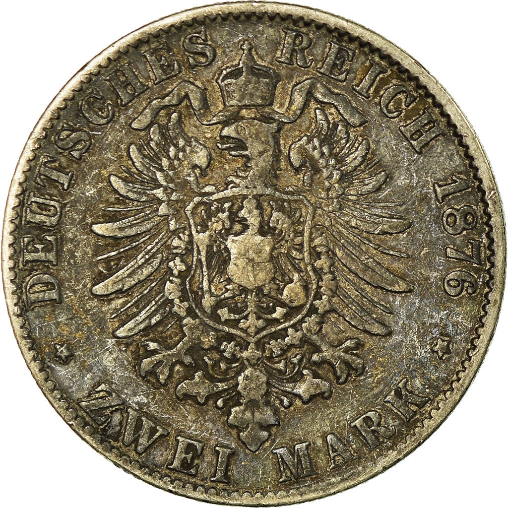 Moneda, Estados alemanes, BADEN, Friedrich I, 2 Mark, 1876, Stuttgart, BC+