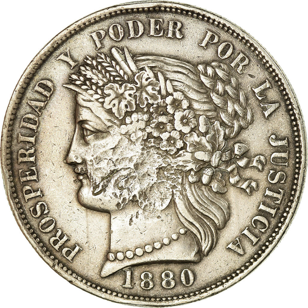 Münze, Peru, 5 Pesetas, 1880, Lima, S, Silber, KM:201.1