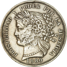 Münze, Peru, 5 Pesetas, 1880, Lima, S, Silber, KM:201.1