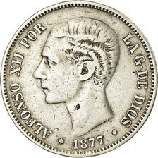 Coin, Spain, Alfonso XII, 5 Pesetas, 1877, Madrid, VF(20-25), Silver, KM:676