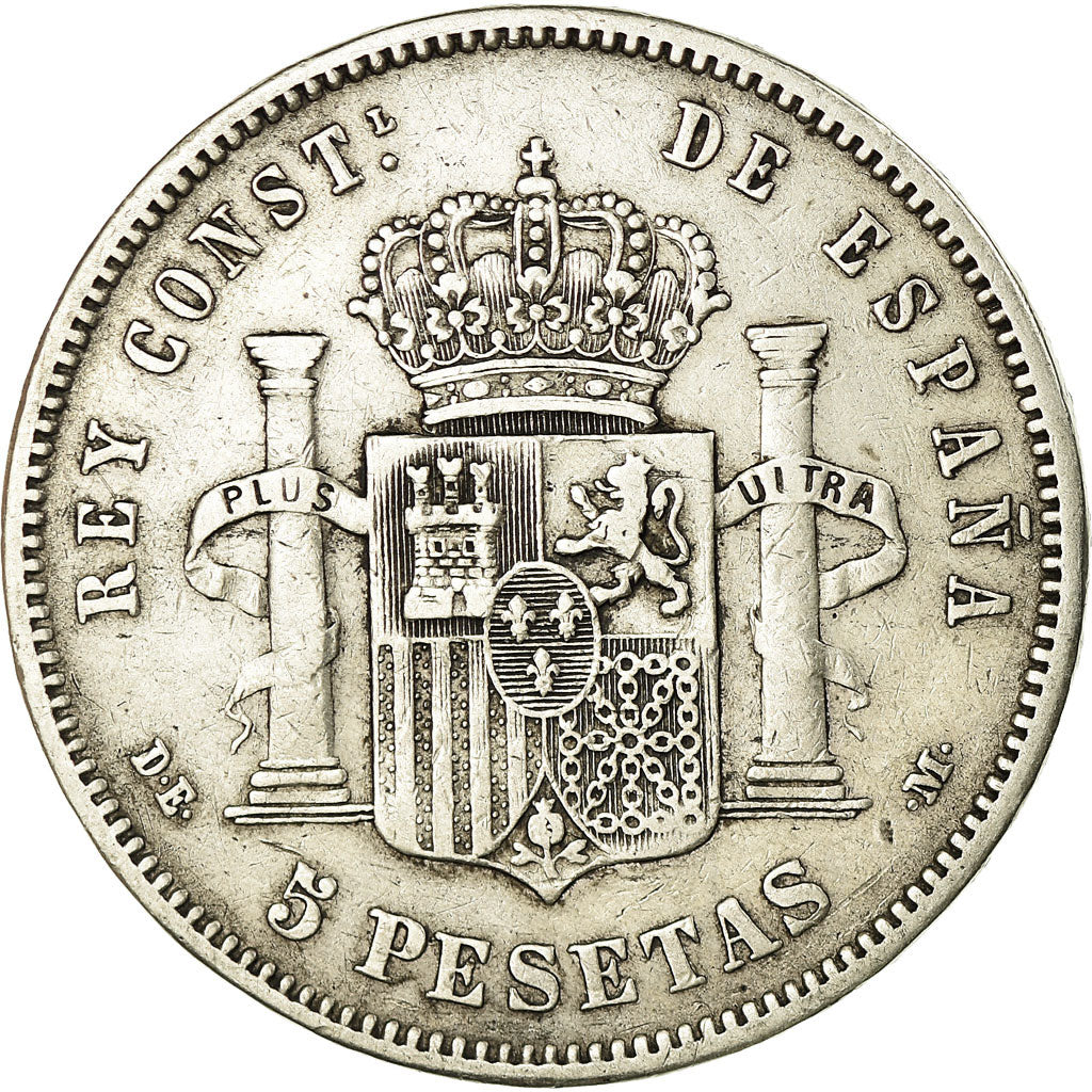 Coin, Spain, Alfonso XII, 5 Pesetas, 1877, Madrid, VF(20-25), Silver, KM:676