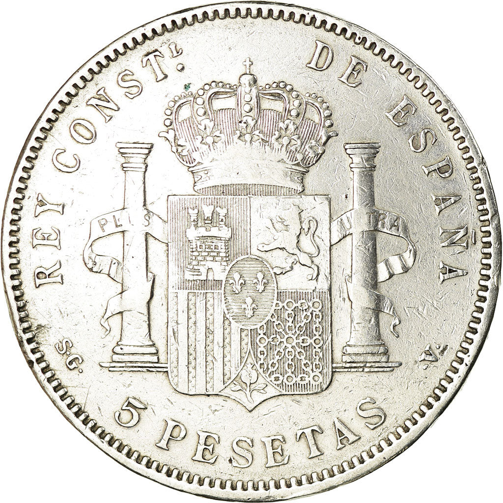 Coin, Spain, Alfonso XIII, 5 Pesetas, 1897, VF(20-25), Silver, KM:707