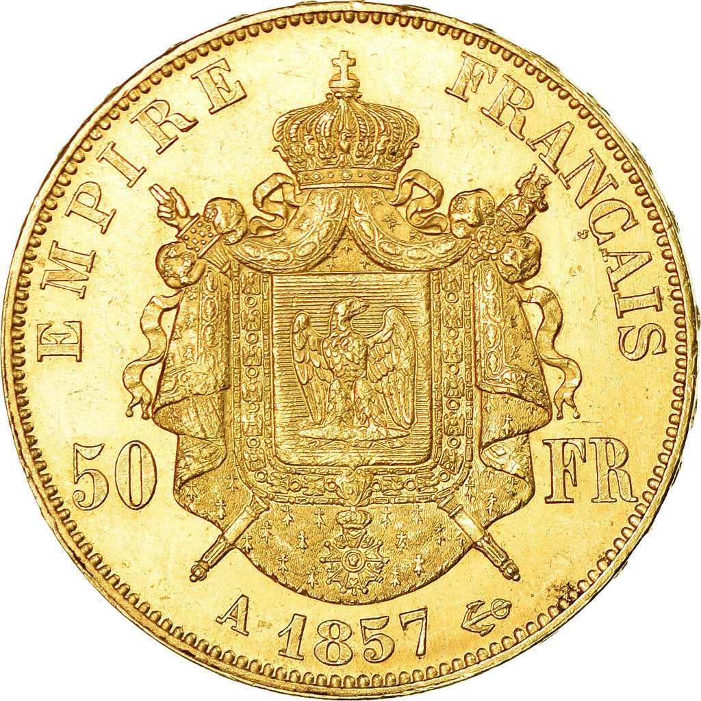 Moneta, Francia, Napoleon III, Napoléon III, 50 Francs, 1857, Paris, SPL-, Oro