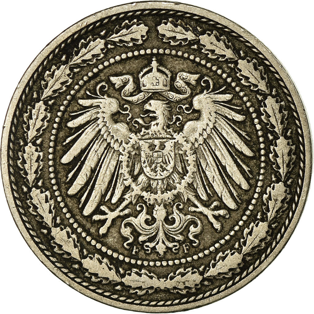 Coin, GERMANY - EMPIRE, 20 Pfennig, 1892, Stuttgart, EF(40-45), Copper-nickel