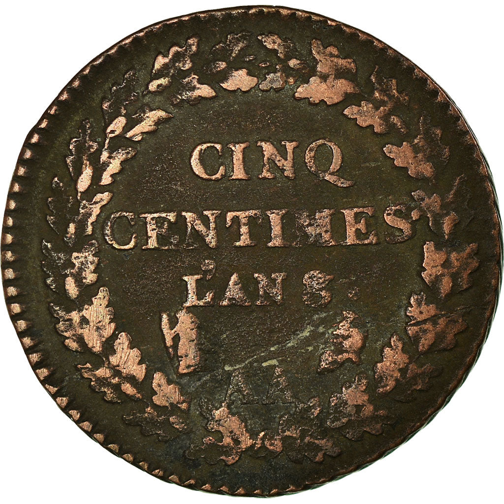 Coin, France, Dupré, Decime, An 8/6, Metz, VF(30-35), Bronze, KM:644.2