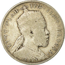 Moneda, Etiopía, Menelik II, 1/2 Birr, 1897, Paris, BC+, Plata, KM:4