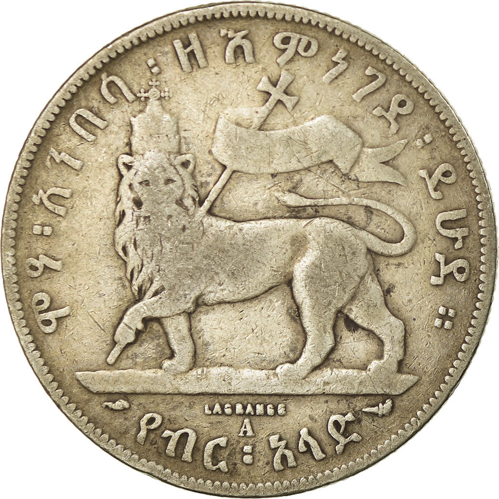 Coin, Ethiopia, Menelik II, 1/2 Birr, 1897, Paris, VF(20-25), Silver, KM:4
