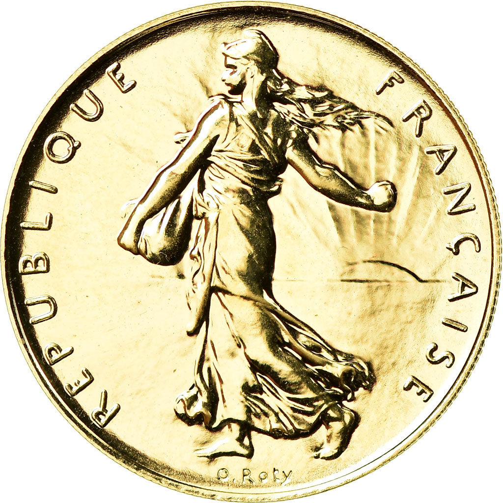 Coin, France, Semeuse, Franc, 2001, Paris, MS(65-70), Gold, KM:925.1a