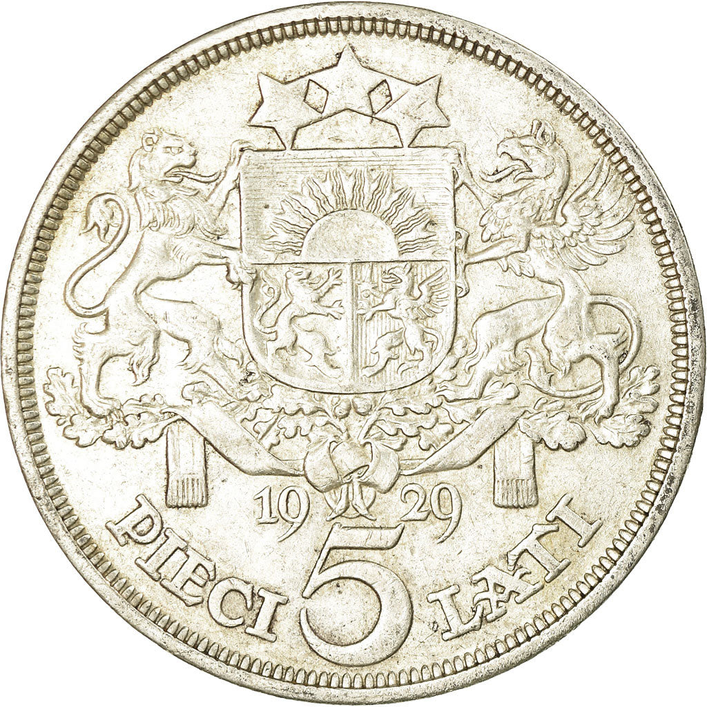 Münze, Latvia, 5 Lati, 1929, SS, Silber, KM:9