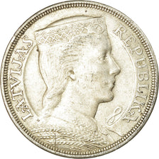 Moneta, Łotwa, 5 Lati, 1929, EF(40-45), Srebro, KM:9