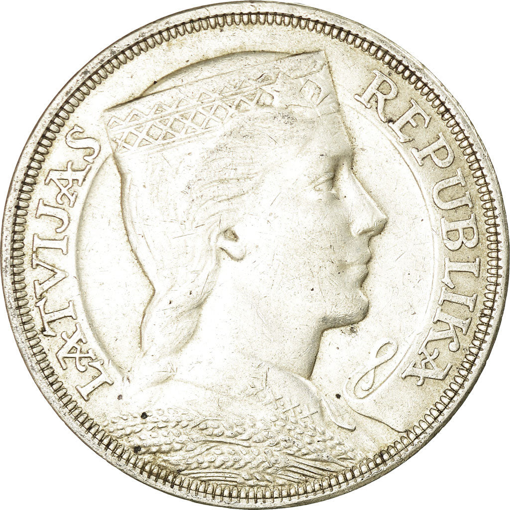 Moneta, Lettonia, 5 Lati, 1929, BB+, Argento, KM:9