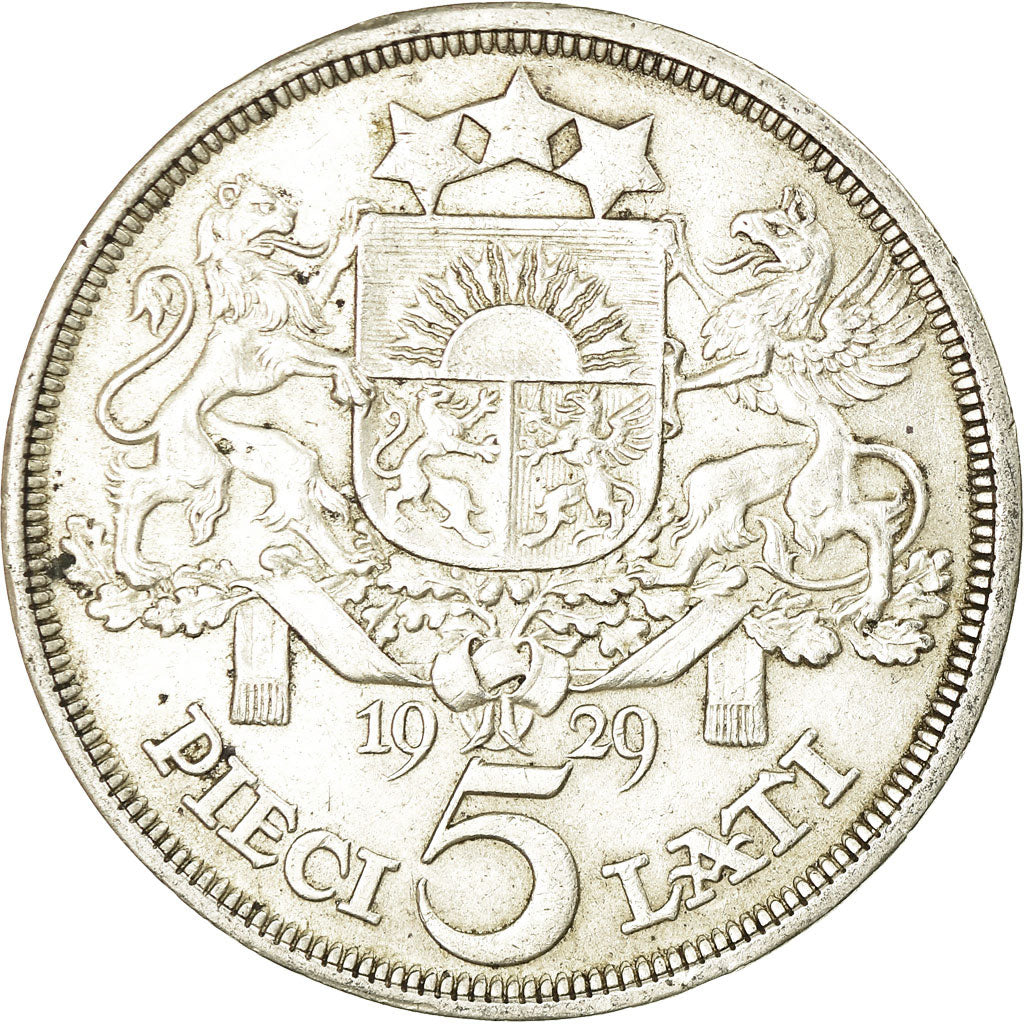Moneta, Lettonia, 5 Lati, 1929, BB+, Argento, KM:9