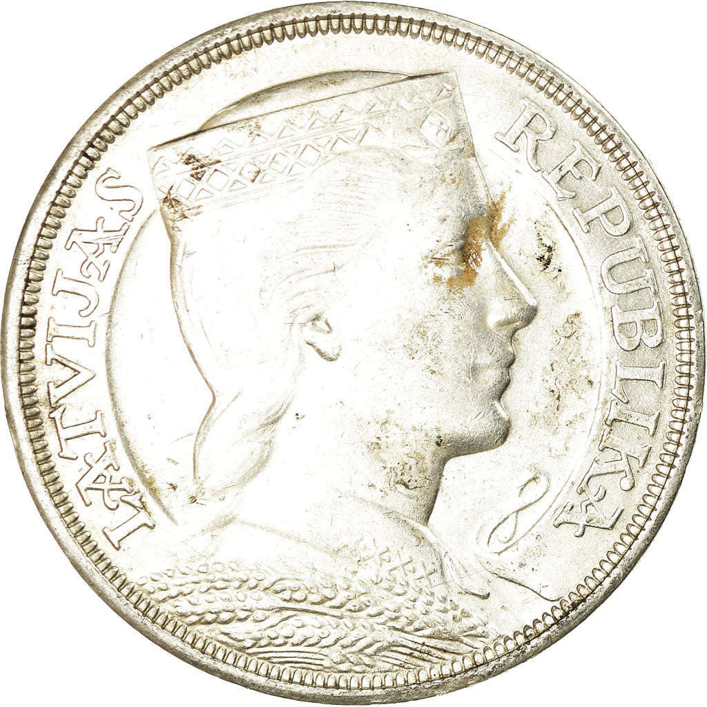 Coin, Latvia, 5 Lati, 1929, AU(50-53), Silver, KM:9