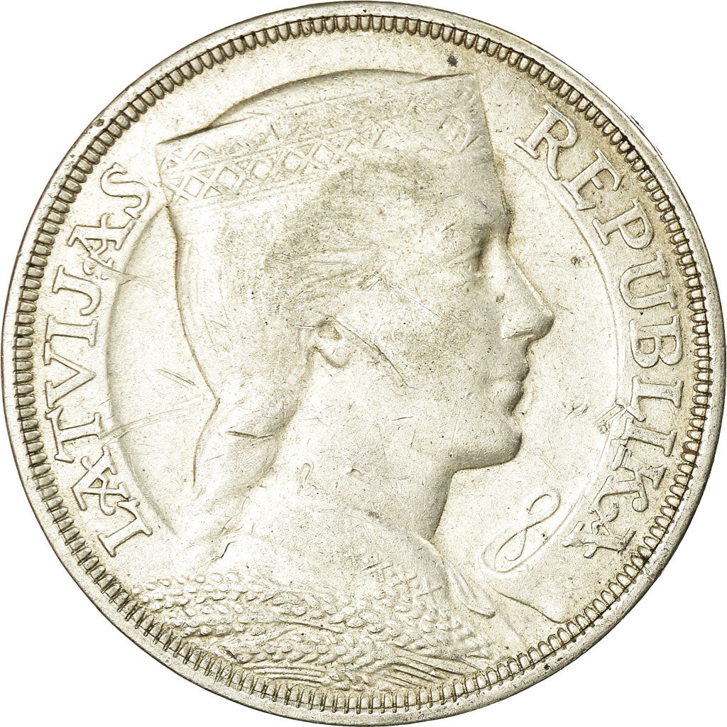 Coin, Latvia, 5 Lati, 1931, EF(40-45), Silver, KM:9