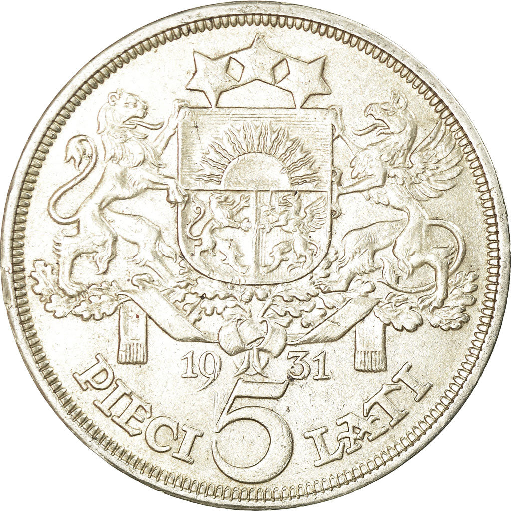 Münze, Latvia, 5 Lati, 1931, SS, Silber, KM:9