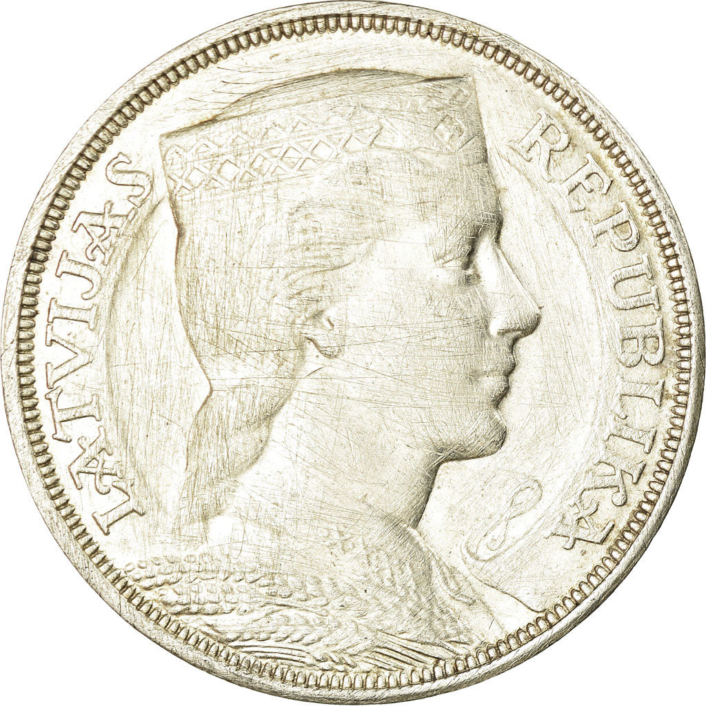 Coin, Latvia, 5 Lati, 1931, EF(40-45), Silver, KM:9
