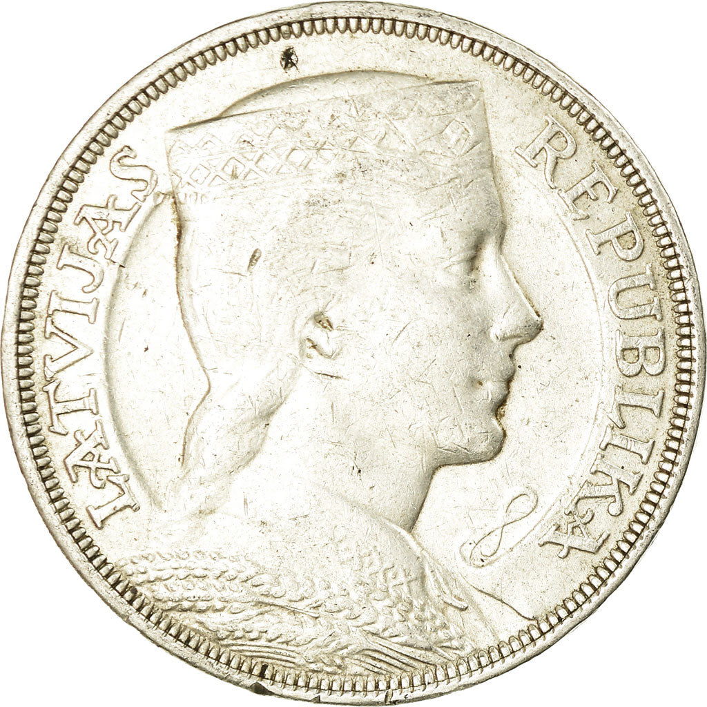 Coin, Latvia, 5 Lati, 1931, EF(40-45), Silver, KM:9